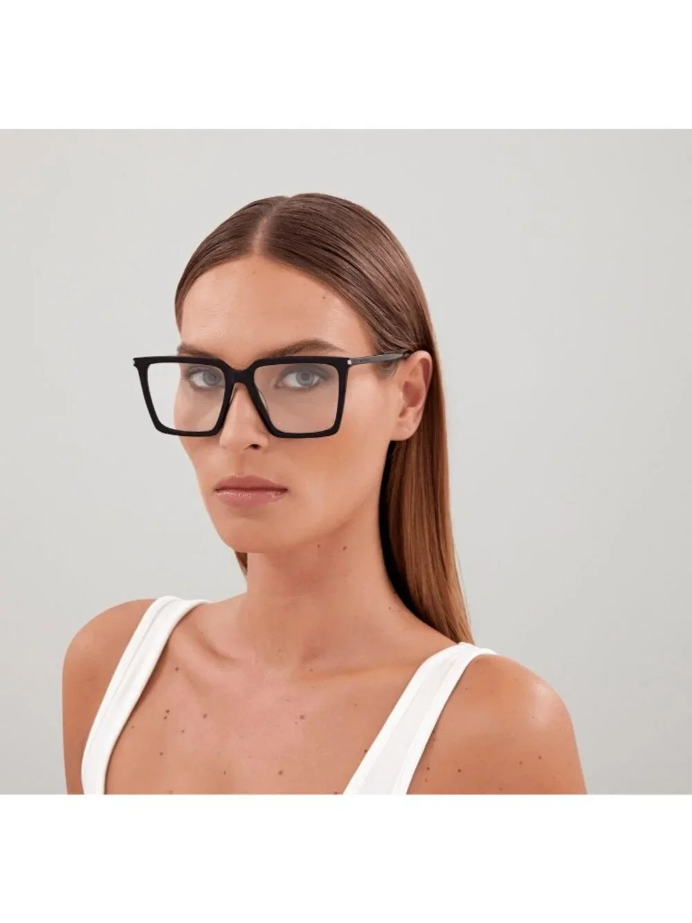 Saint Laurent SL474OPT 003 Square Eyeglasses 56mm – Transparent Nude